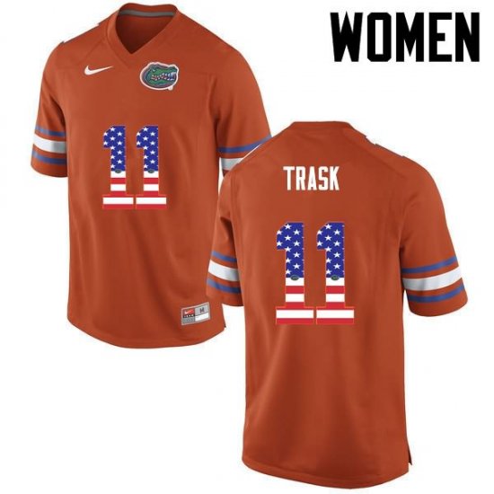 Women's Florida Gators #11 Kyle Trask NCAA Nike Orange USA Flag Fashion Authentic Stitched College Football Jersey BQH5762YD